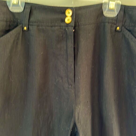 100% Linen black cropped pants Jones New York - Capri Pants Size 14 - Picture 2 of 8